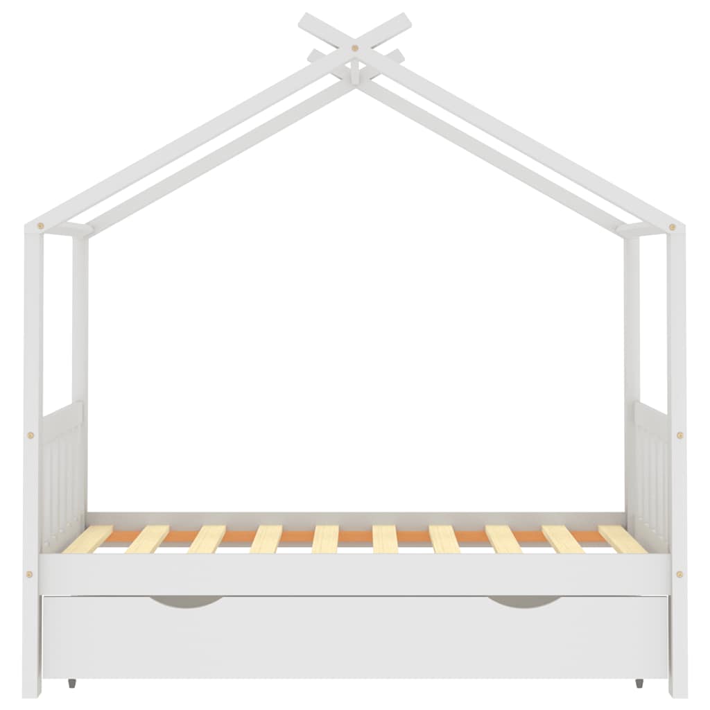 Estrutura cama criança c/ gaveta 80x160 cm pinho maciço branco