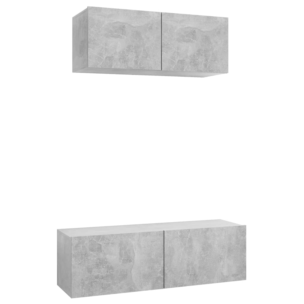 2 Pcs conjunto de móveis de TV derivados madeira cinza cimento