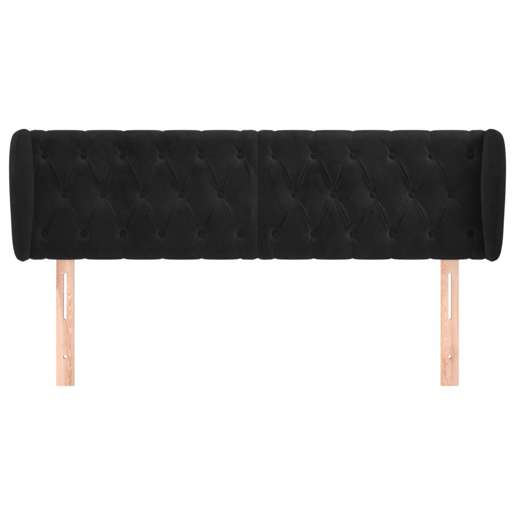 Cabeceira de cama c/ abas veludo 147x23x78/88 cm preto