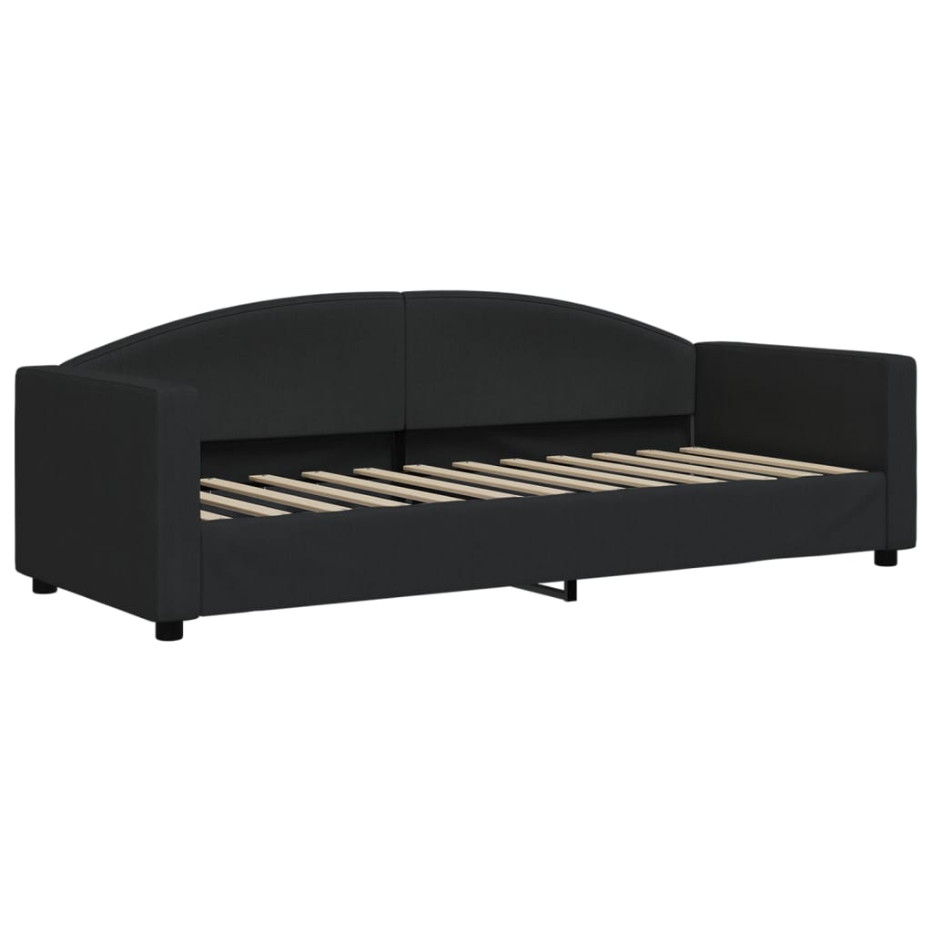 Sofá-cama com gavetão e gavetas 80x200 cm tecido preto
