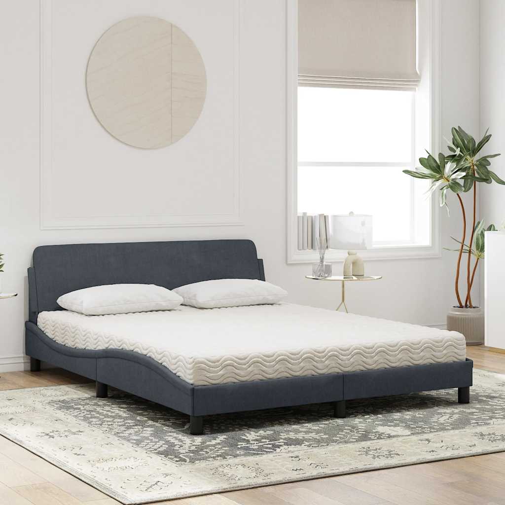 Cama com colchão dover 160x200 cm veludo cinzento-escuro