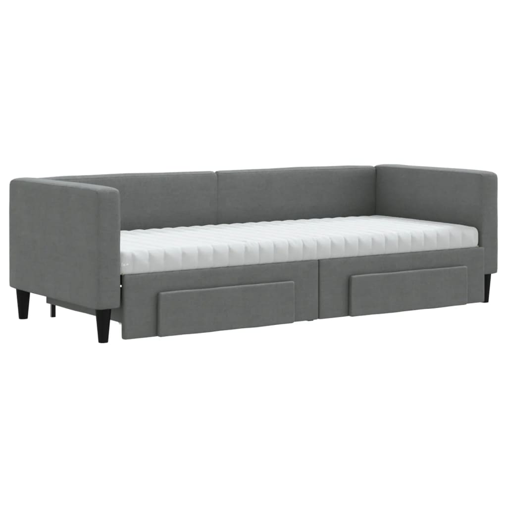 Sofá-cama c/ gavetão e gavetas 80x200 cm tecido cinzento-escuro