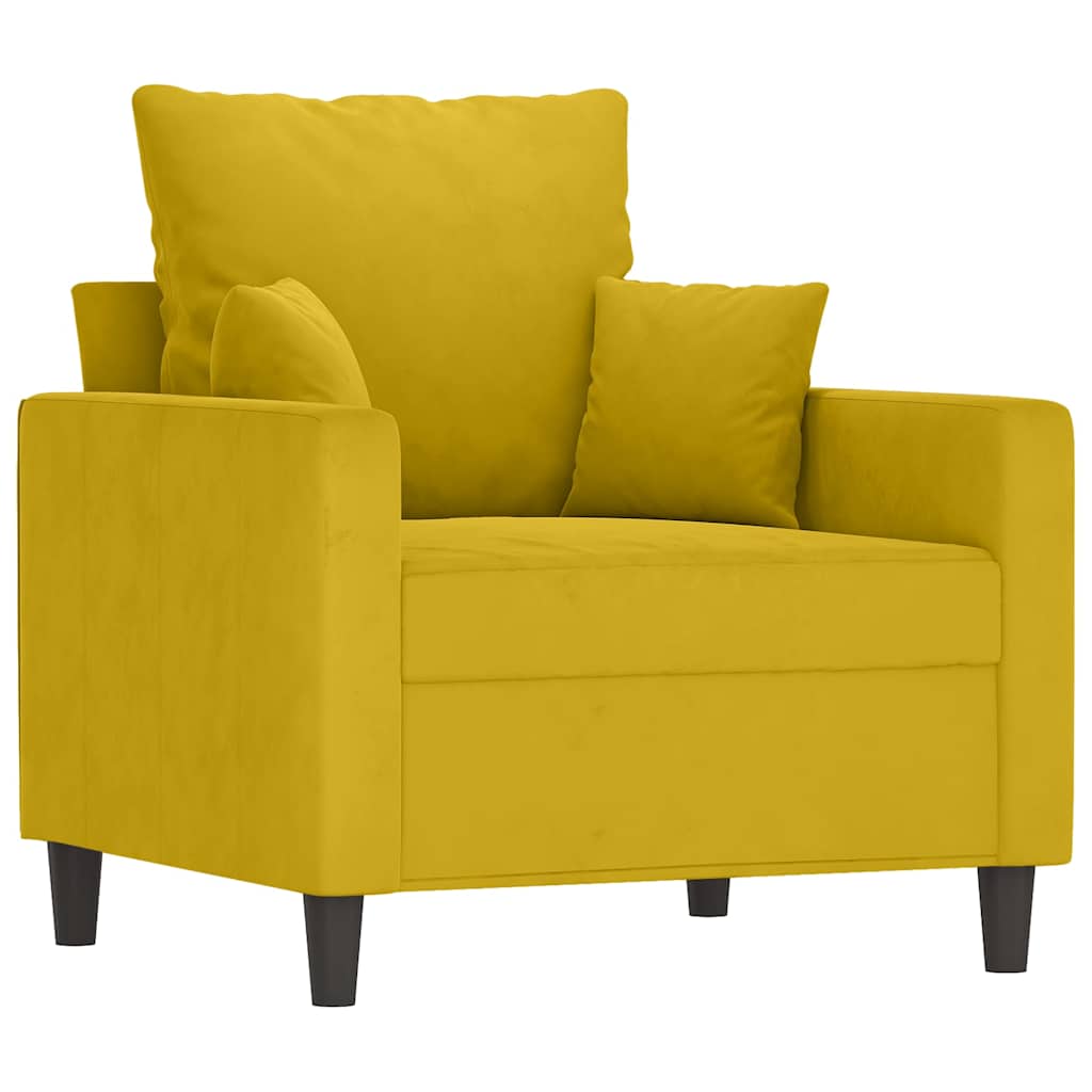 Poltrona com apoio de pés 60 cm veludo amarelo