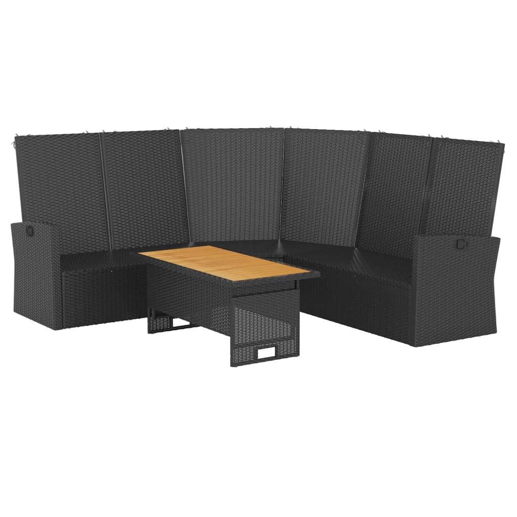 2 Pcs conjunto lounge de jardim c/ almofadões vime PE preto