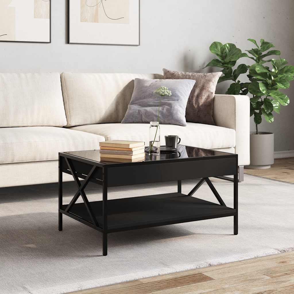 Mesa de centro luzes LED infinity 70x50x38 cm preto