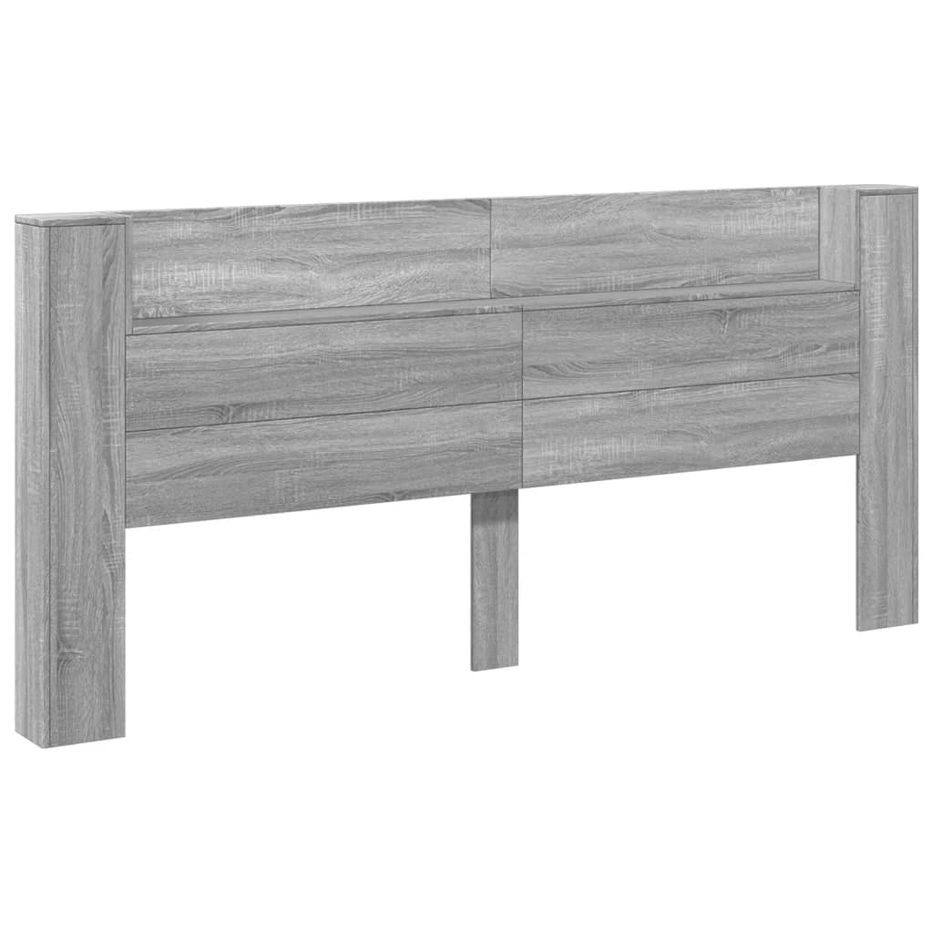 Armário de cabeceira c/ luzes LED 220x16,5x103,5cm cinza sonoma