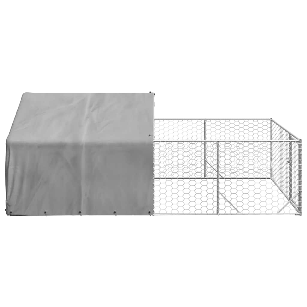 Canil exterior para cães com corredor 4x2x1,5 m aço galvanizado