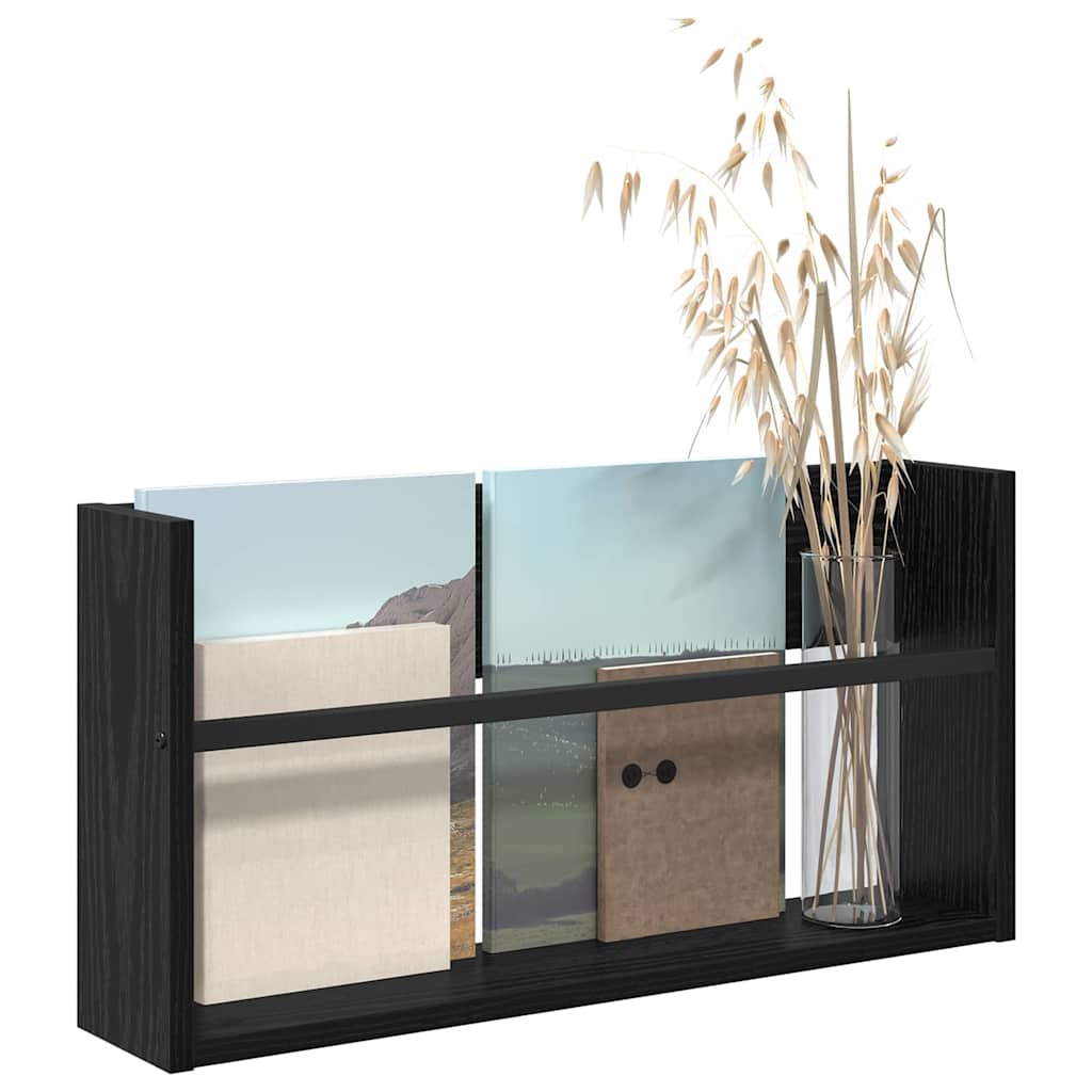 Estante de revistas carvalho preto 60 x 12 x 30 cm