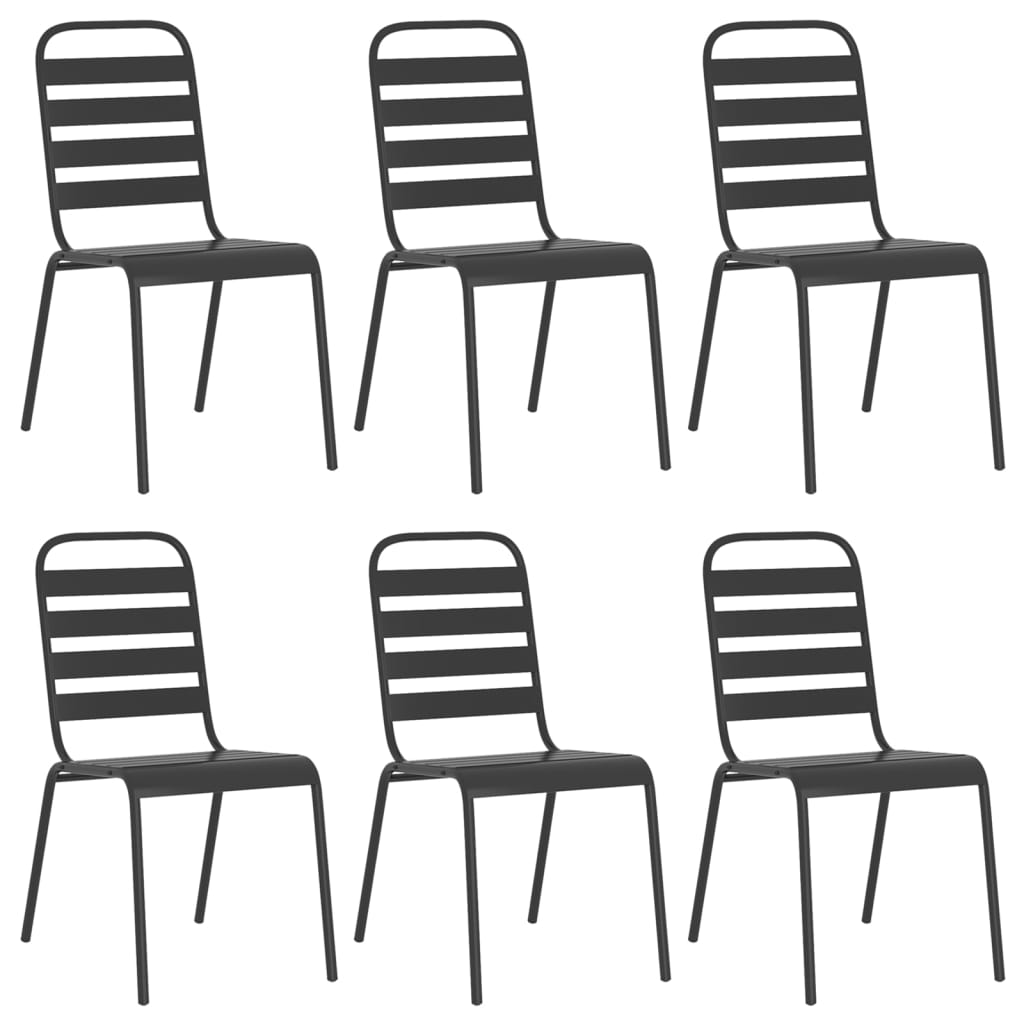 7 Pcs conjunto de jantar para jardim aço antracite