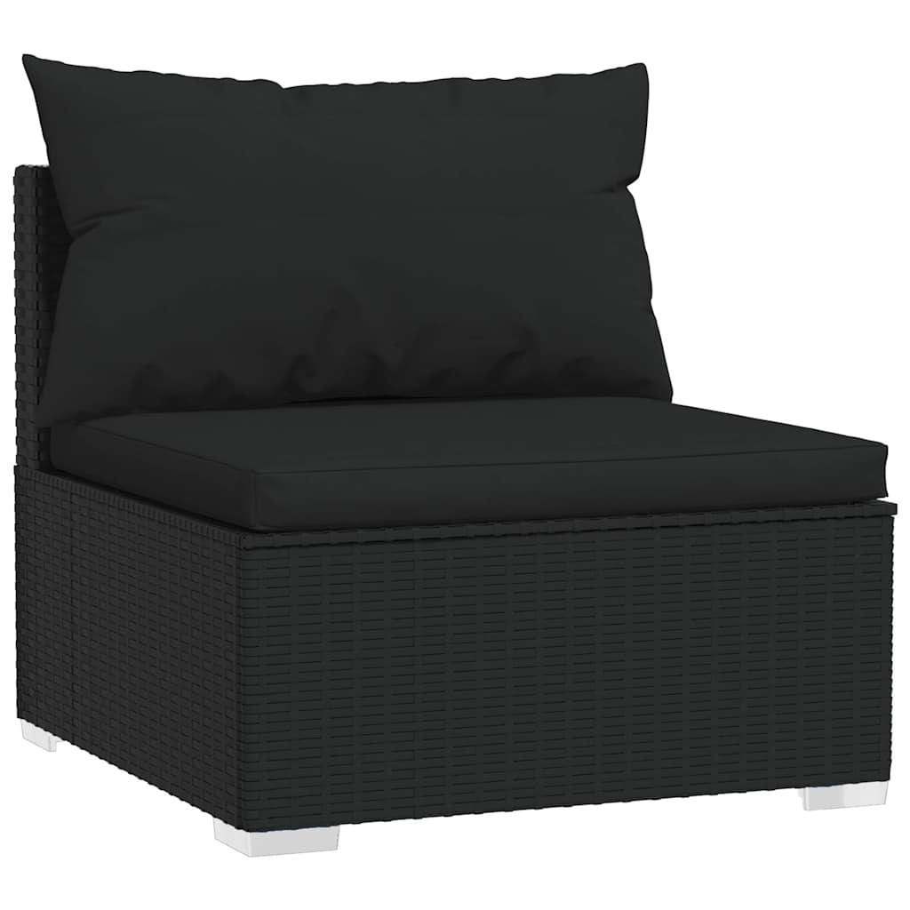 4 Pcs conjunto lounge de jardim c/ almofadões vime PE preto