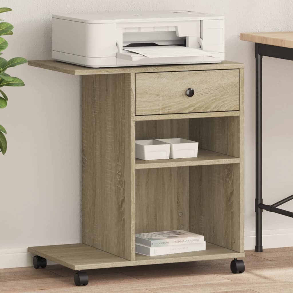 Suporte para impressora com rodas 60x40x68,5 cm carvalho sonoma