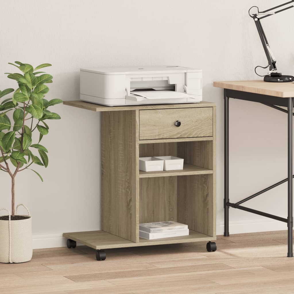 Suporte para impressora com rodas 60x40x68,5 cm carvalho sonoma