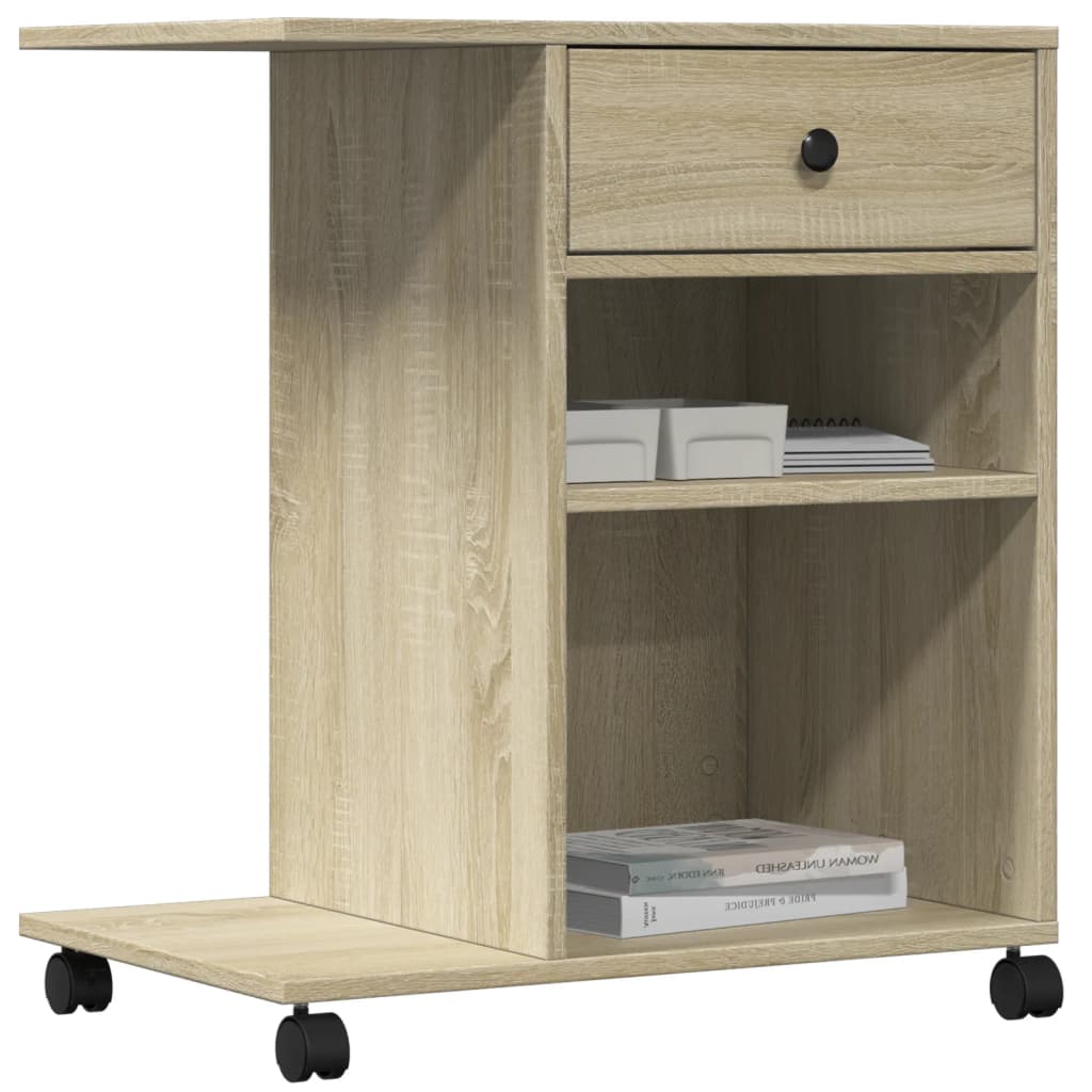 Suporte para impressora com rodas 60x40x68,5 cm carvalho sonoma