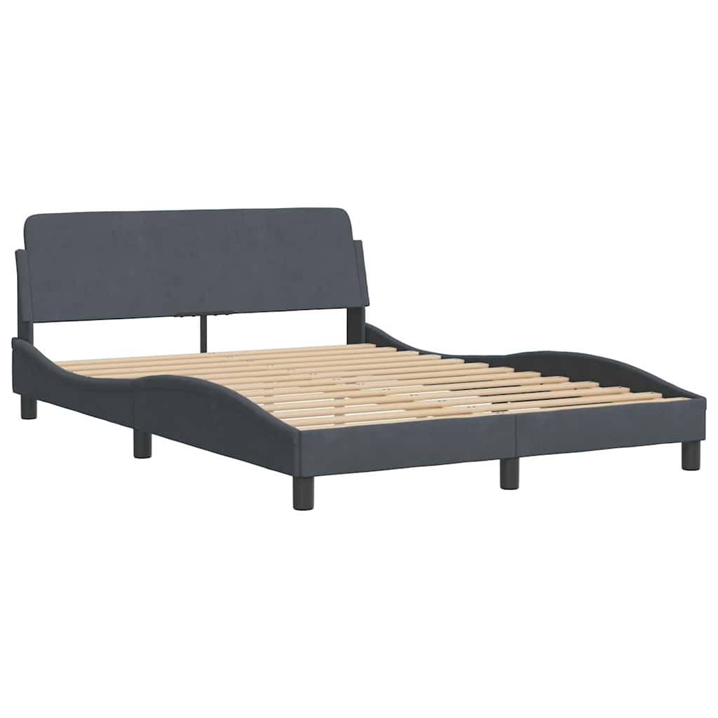 Estrutura de cama dover 140x200 cm veludo cinzento-escuro