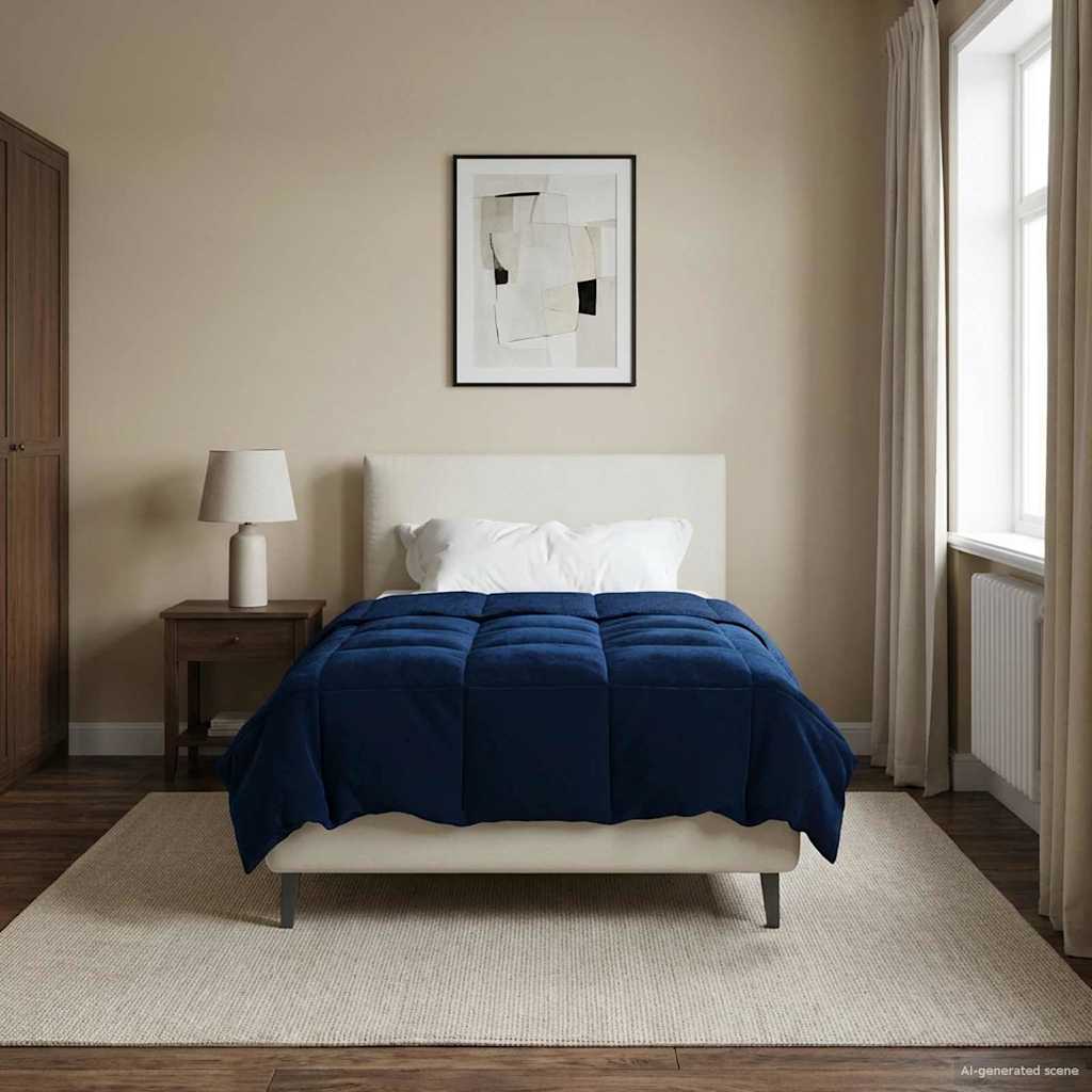 Edredom de verão simples azul escuro 140 x 200 cm microfibra