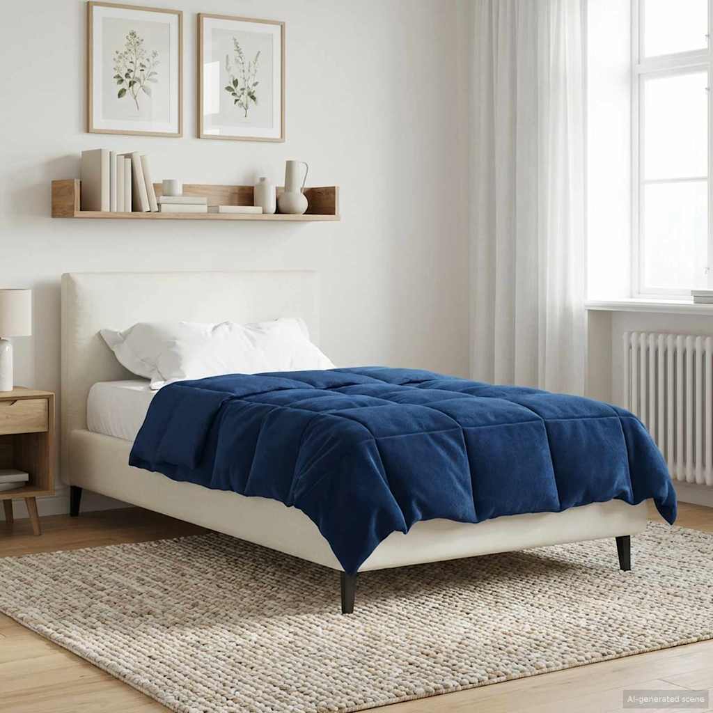 Edredom de verão simples azul escuro 140 x 200 cm microfibra