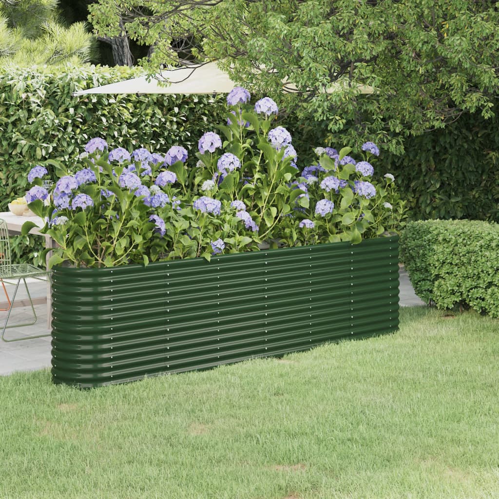 Canteiro elevado jardim 260x40x68 cm aço galvanizado verde
