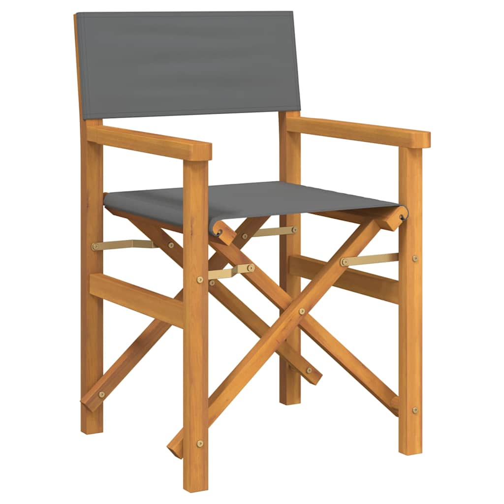 Cadeiras de realizador dobráveis 2 pcs teca maciça cinzento