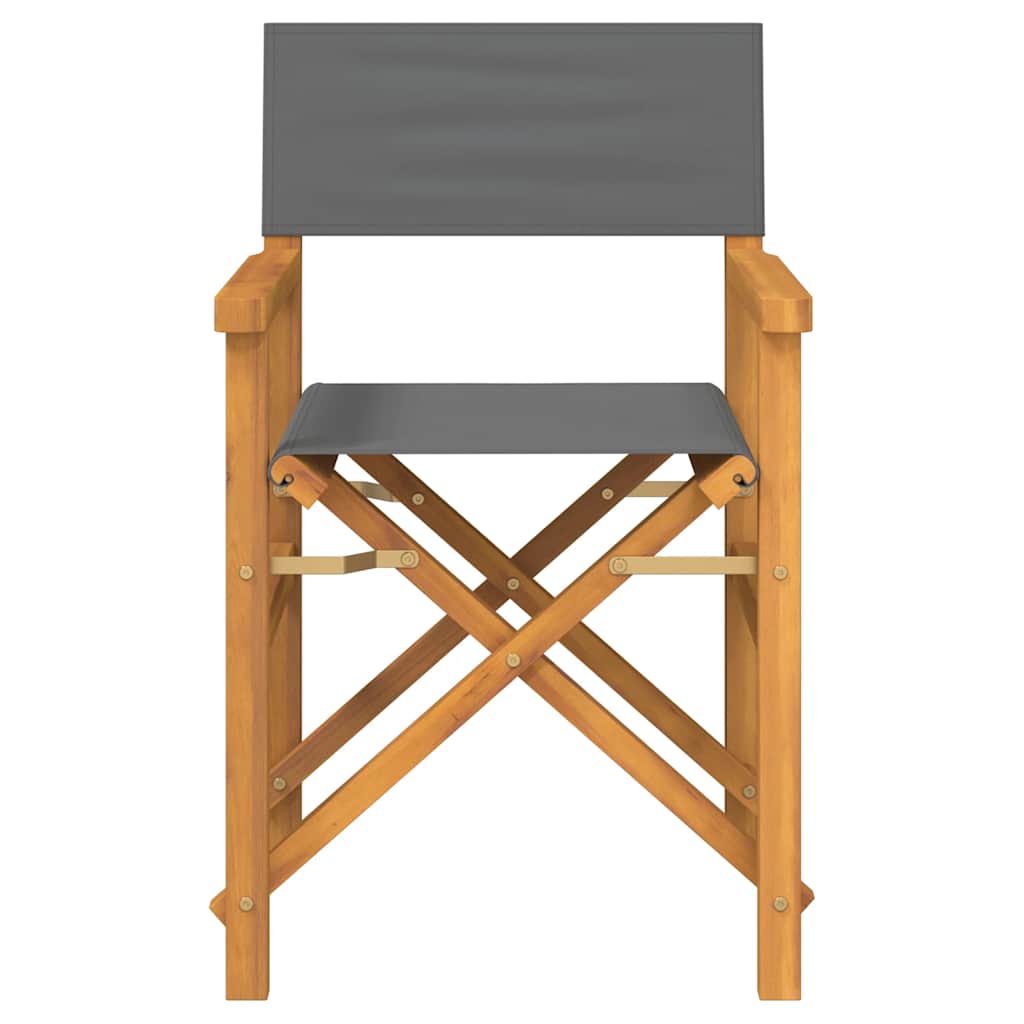 Cadeiras de realizador dobráveis 2 pcs teca maciça cinzento