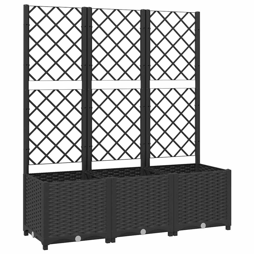 Vaso de jardim com treliça preto 120x40x136 cm PP