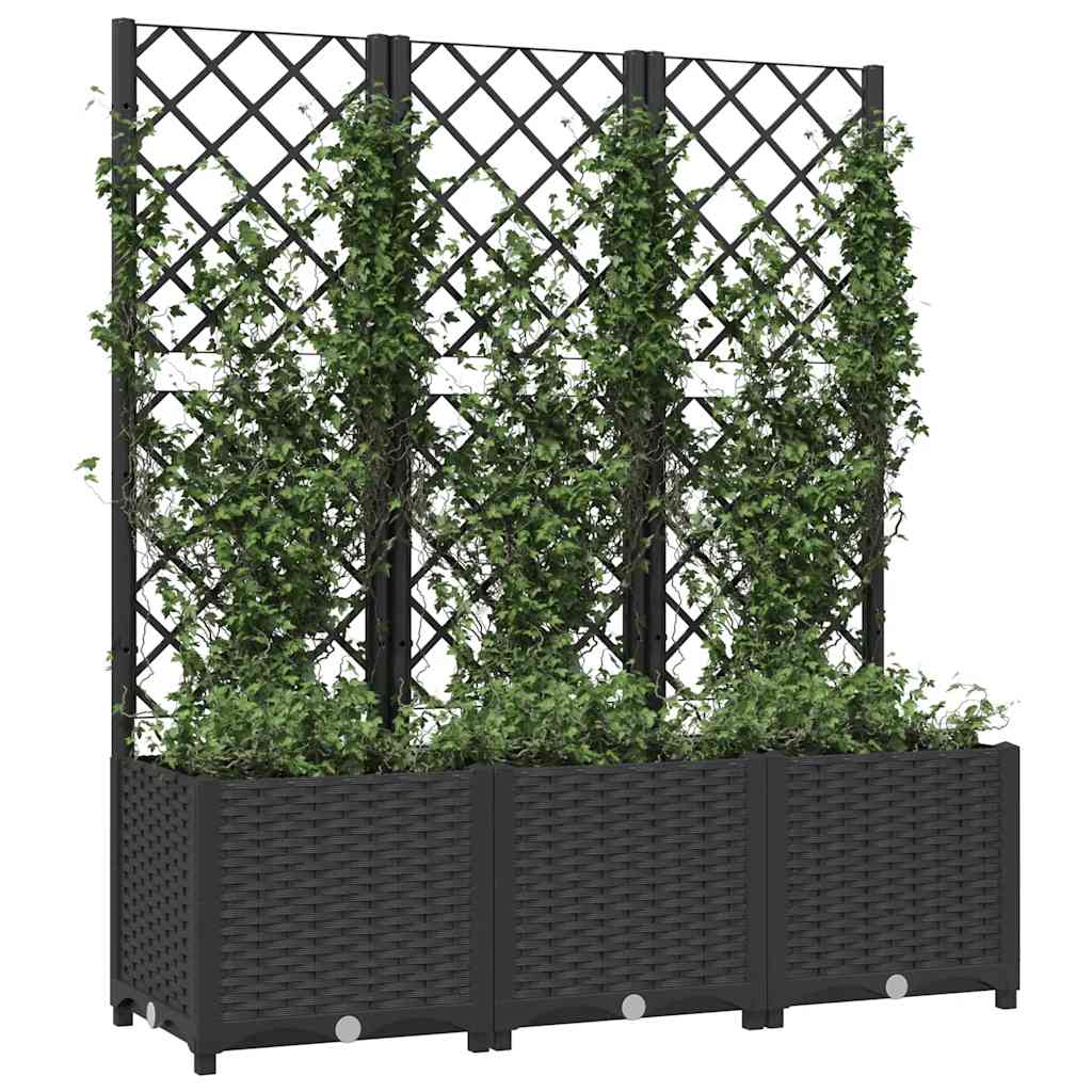 Vaso de jardim com treliça preto 120x40x136 cm PP