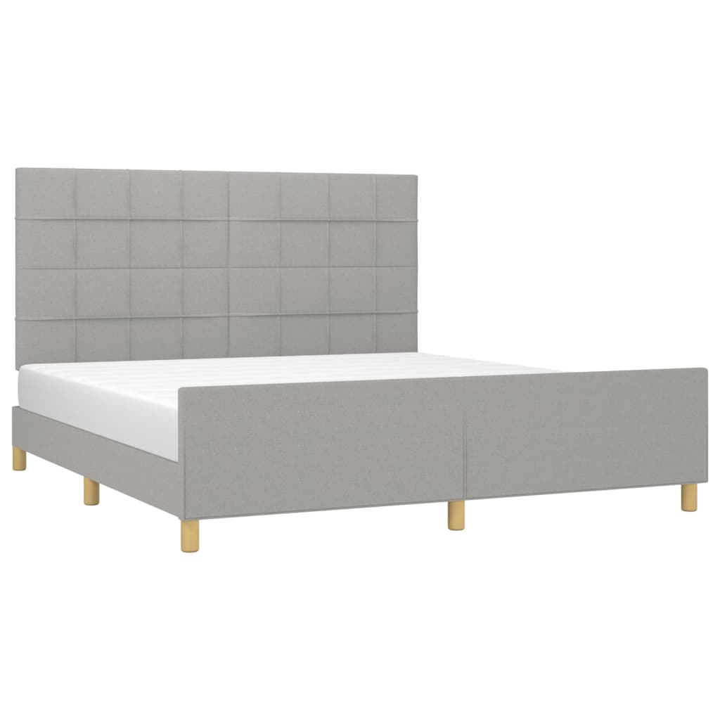 Estrutura de cama sem colchão 180x200 cm tecido cinzento-claro