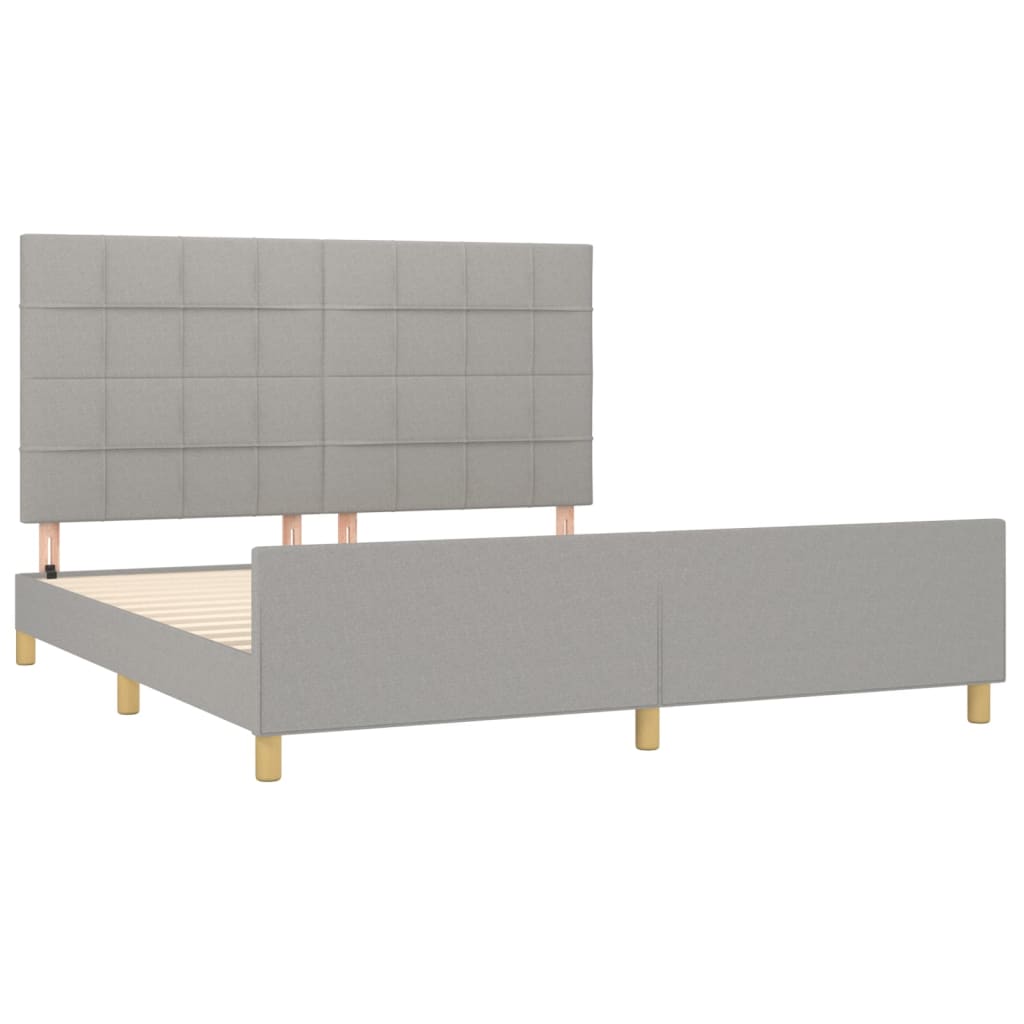 Estrutura de cama sem colchão 180x200 cm tecido cinzento-claro
