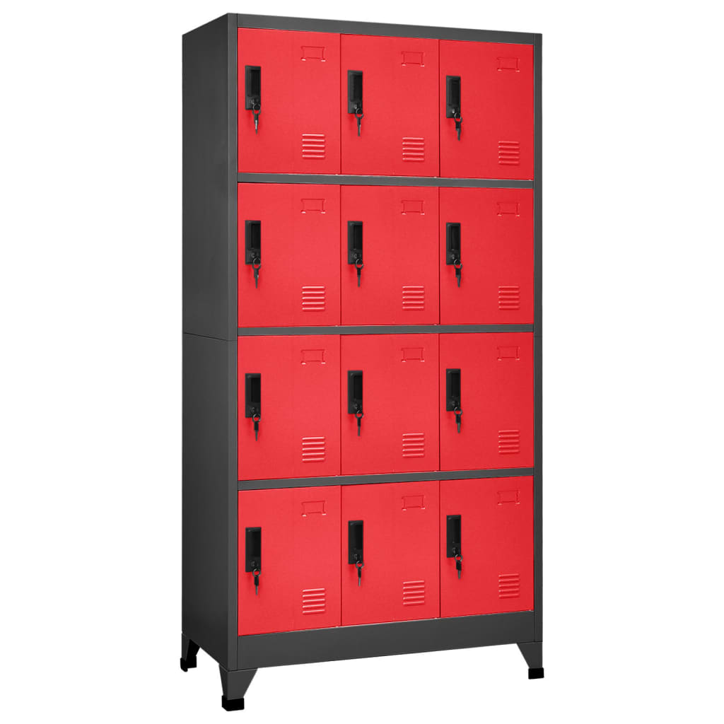 Cacifo aço 90x45x180 cm antracite e vermelho