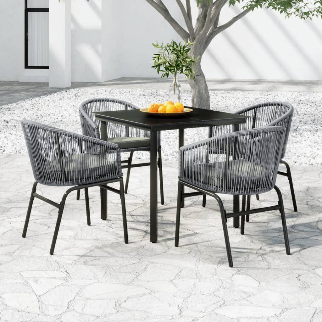 5 Pcs conjunto de jantar para jardim cinzento