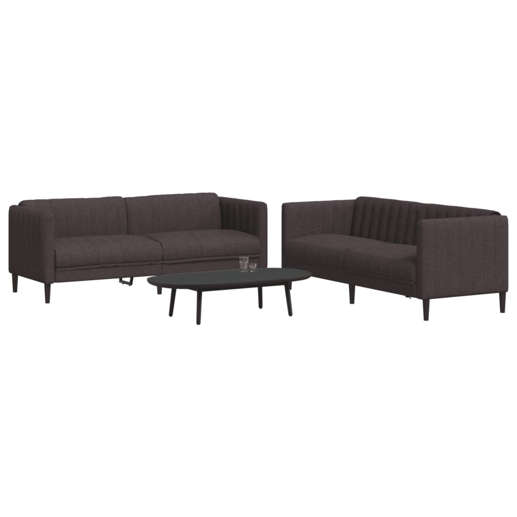 2 Pcs conjunto de sofás tecido castanho-escuro