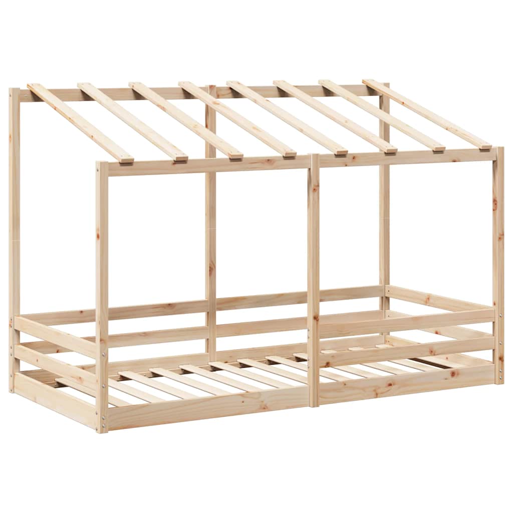 Cama infantil com telhado 90x200 cm madeira de pinho maciça