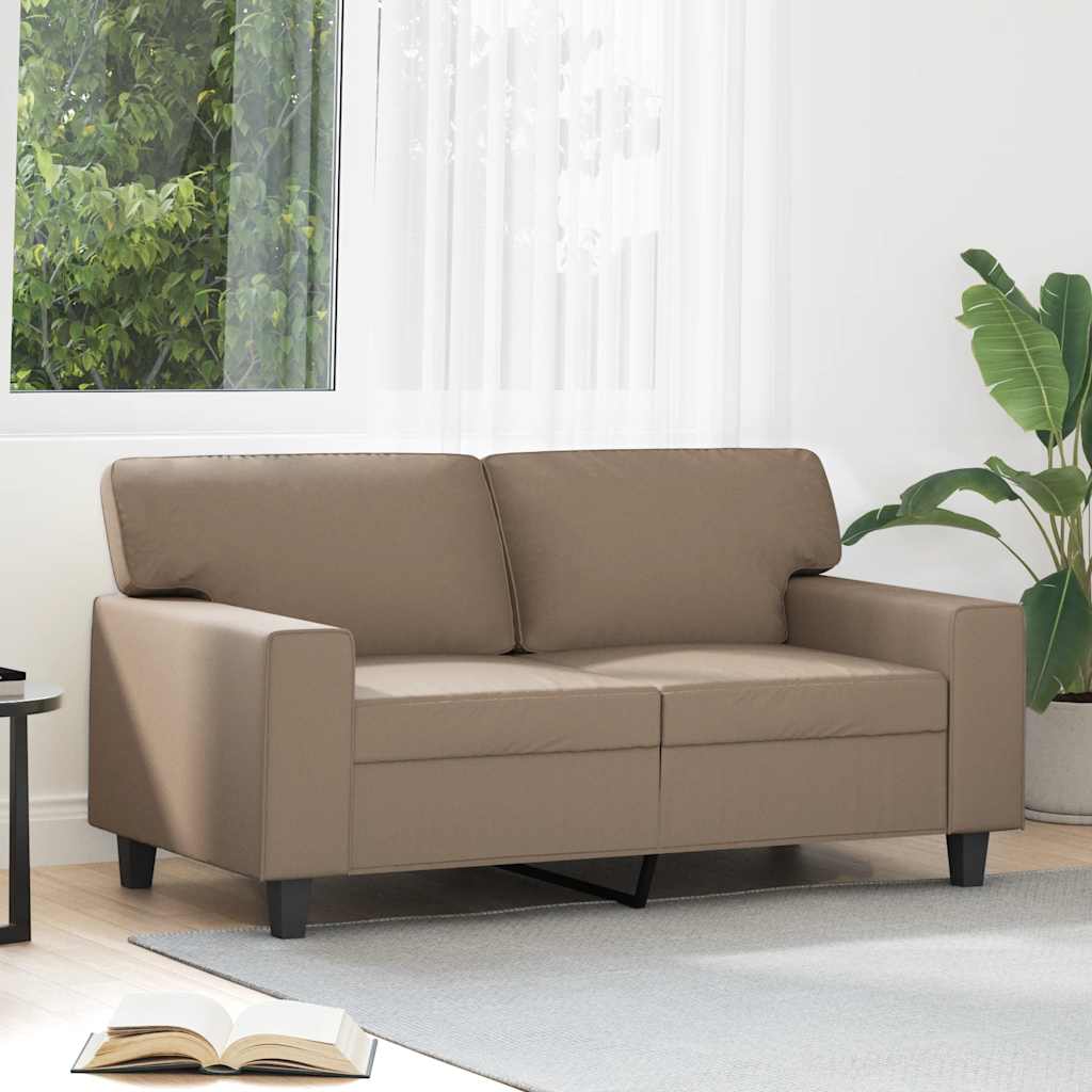 Sofá de 2 lugares 120 cm couro artificial cor cappuccino