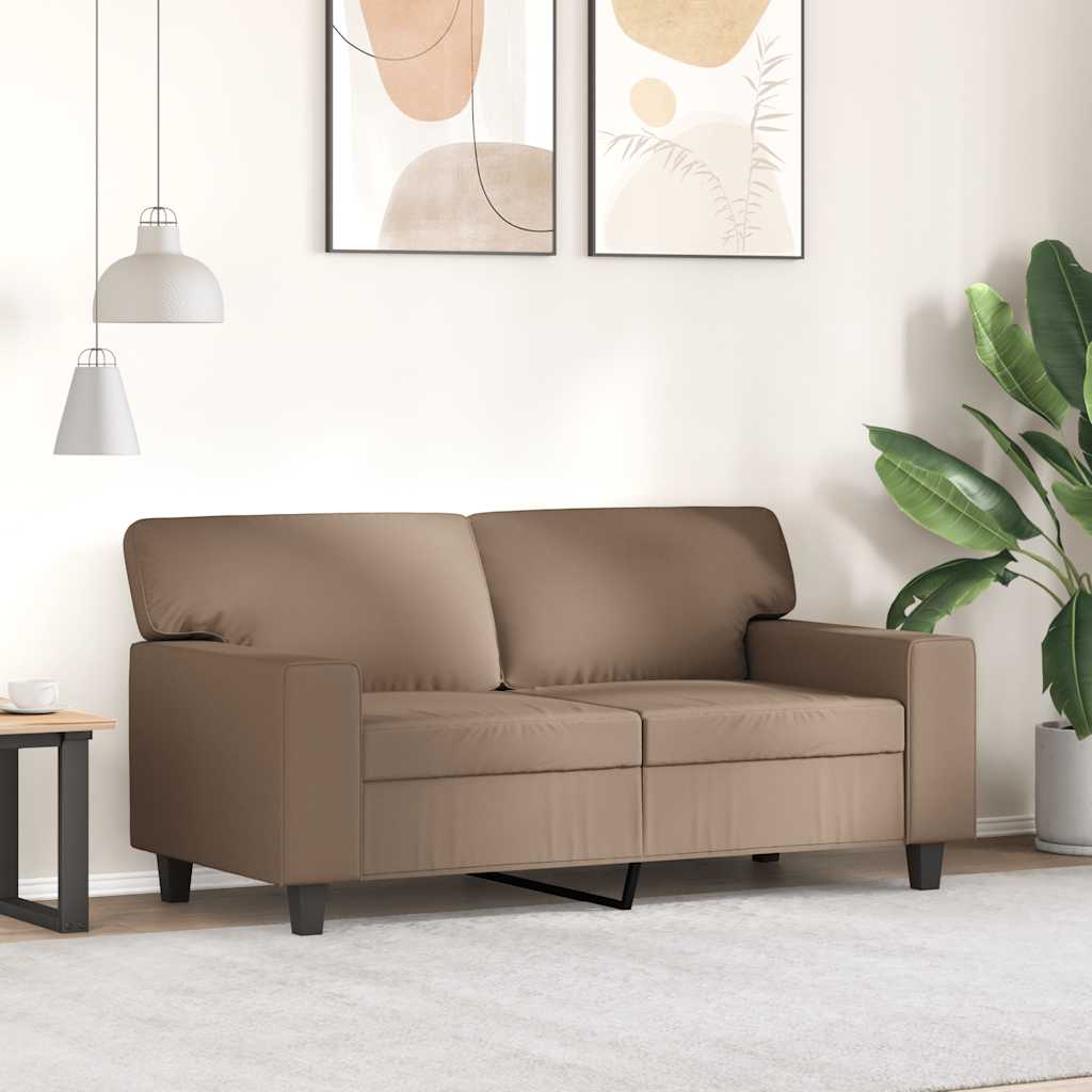 Sofá de 2 lugares 120 cm couro artificial cor cappuccino