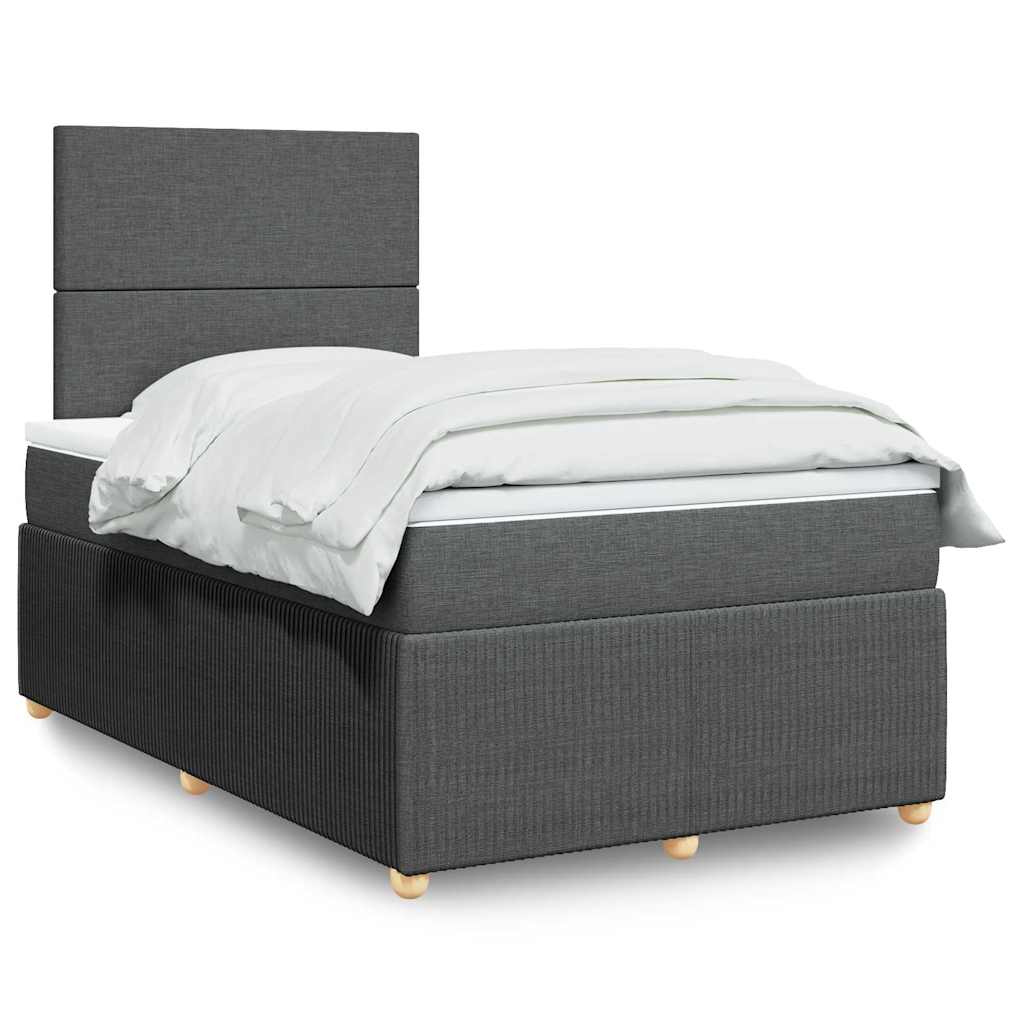 Cama boxspring com colchão 120x190 cm tecido cinzento-escuro