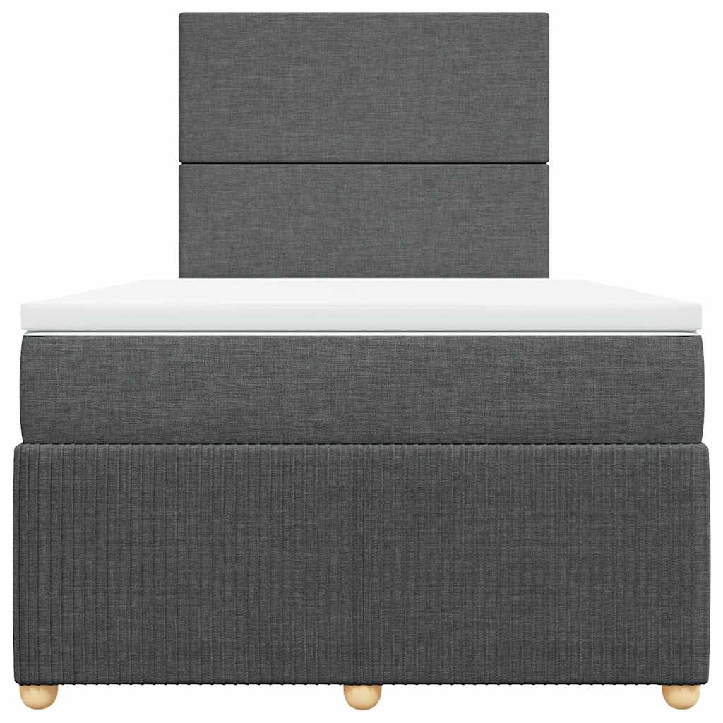 Cama boxspring com colchão 120x190 cm tecido cinzento-escuro