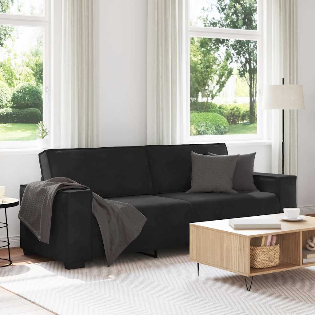 Sofá de 3 lugares 220x78x84 cm veludo preto