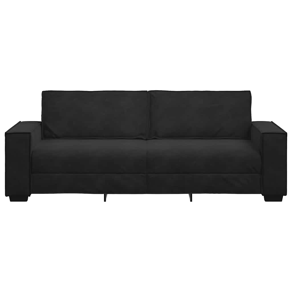 Sofá de 3 lugares 220x78x84 cm veludo preto