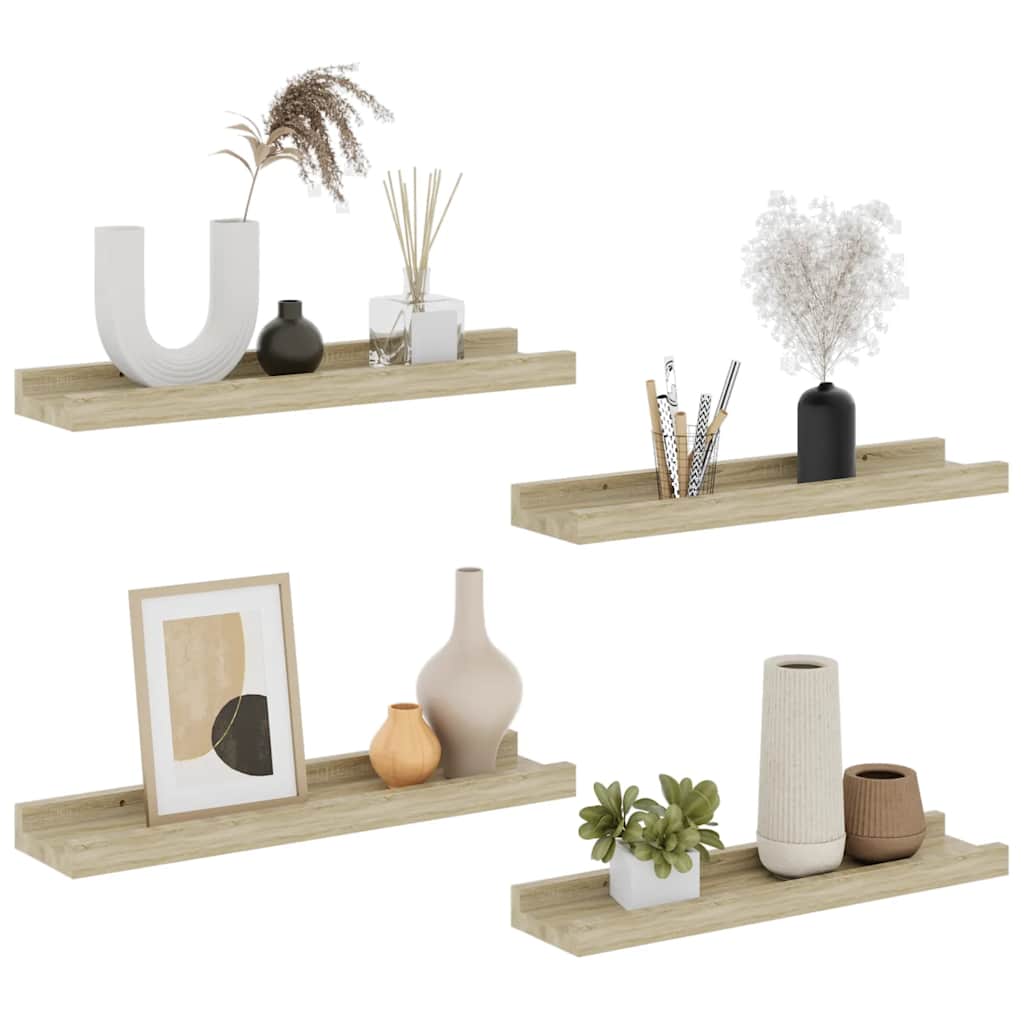 Prateleiras de parede 4 pcs 40x9x3 cm carvalho sonoma