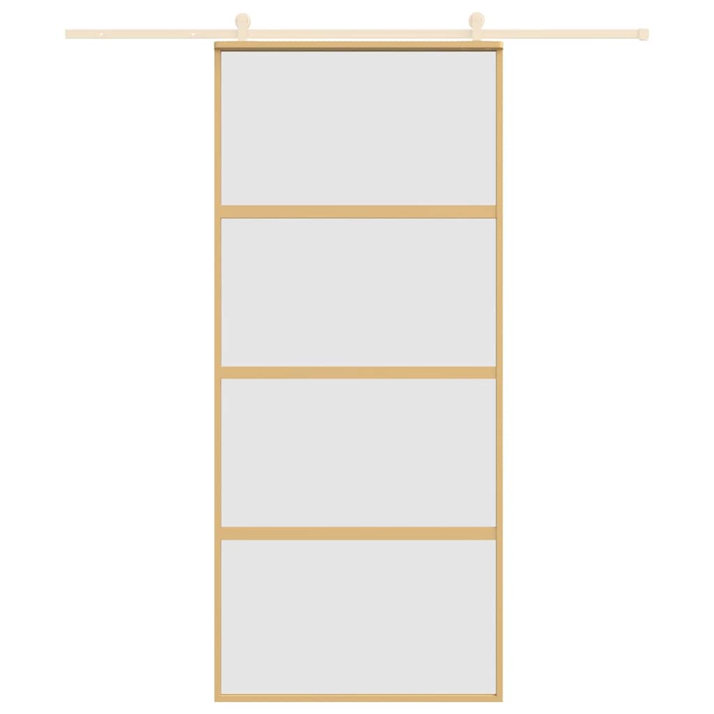 Porta deslizante 90x205 cm vidro esg fosco/alumínio dourado