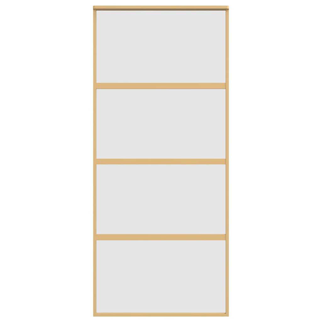 Porta deslizante 90x205 cm vidro esg fosco/alumínio dourado