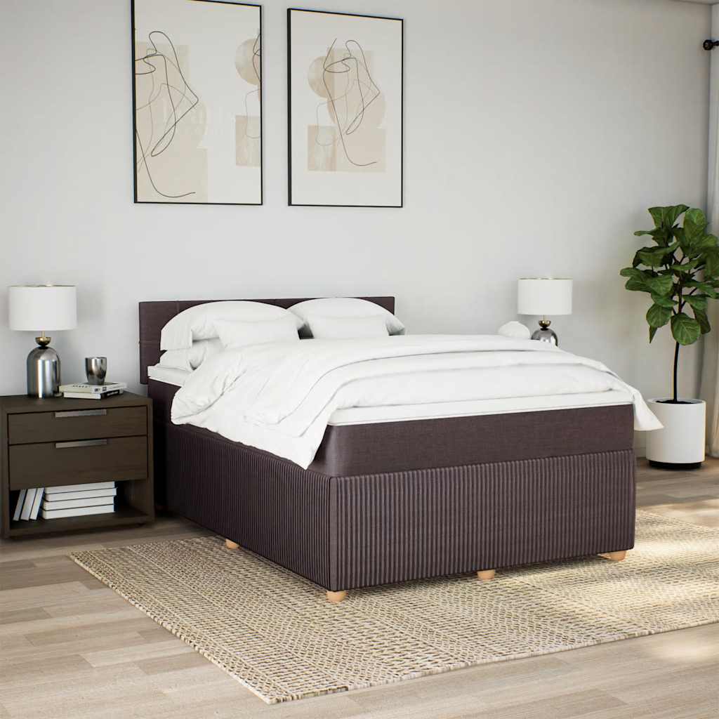 Cama com molas/colchão 140x190 cm tecido castanho-escuro
