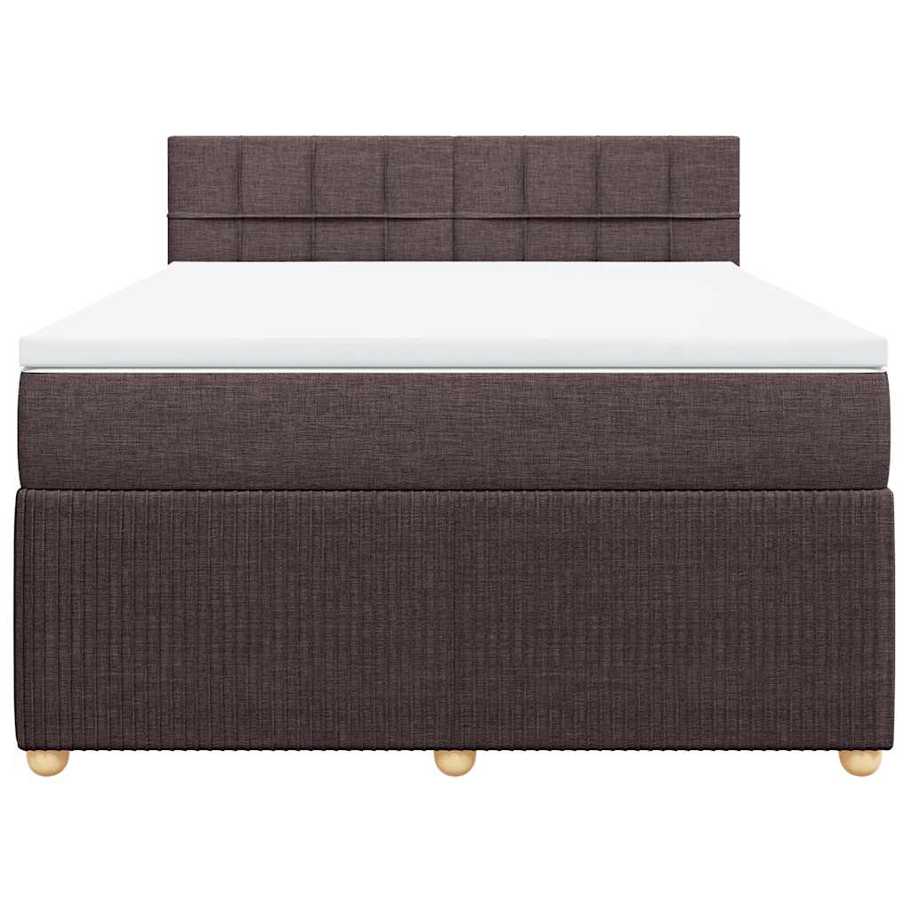 Cama com molas/colchão 140x190 cm tecido castanho-escuro