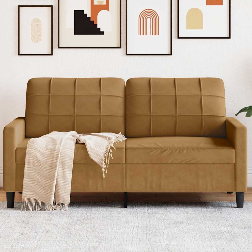 Sofá de 2 lugares veludo 140 cm castanho
