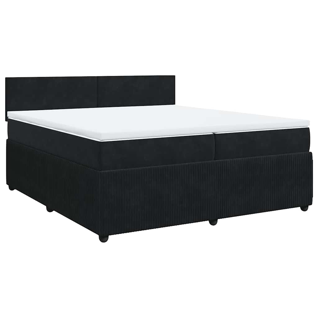 Cama com molas/colchão 200x200 cm veludo preto