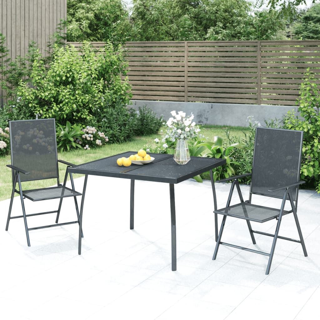 3 Pcs conjunto de jantar para jardim aço antracite