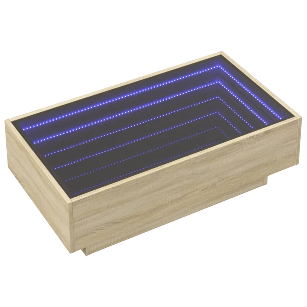 Mesa de centro c/ leds 90x50x30 cm derivados de madeira