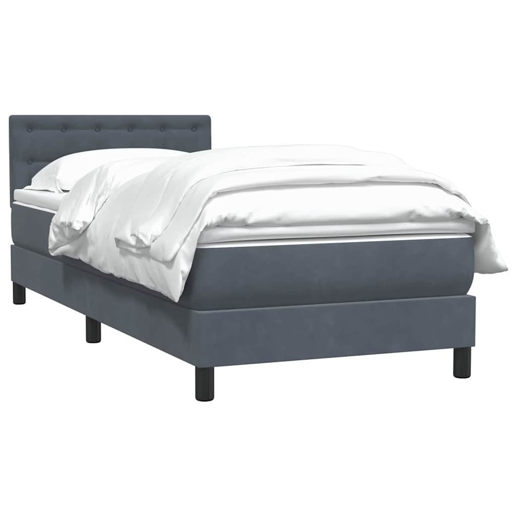 Cama com molas/colchão cinza-escuro 80x220 cm veludo