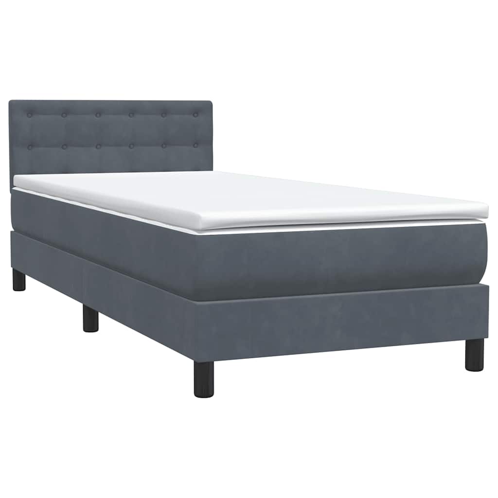 Cama com molas/colchão cinza-escuro 80x220 cm veludo
