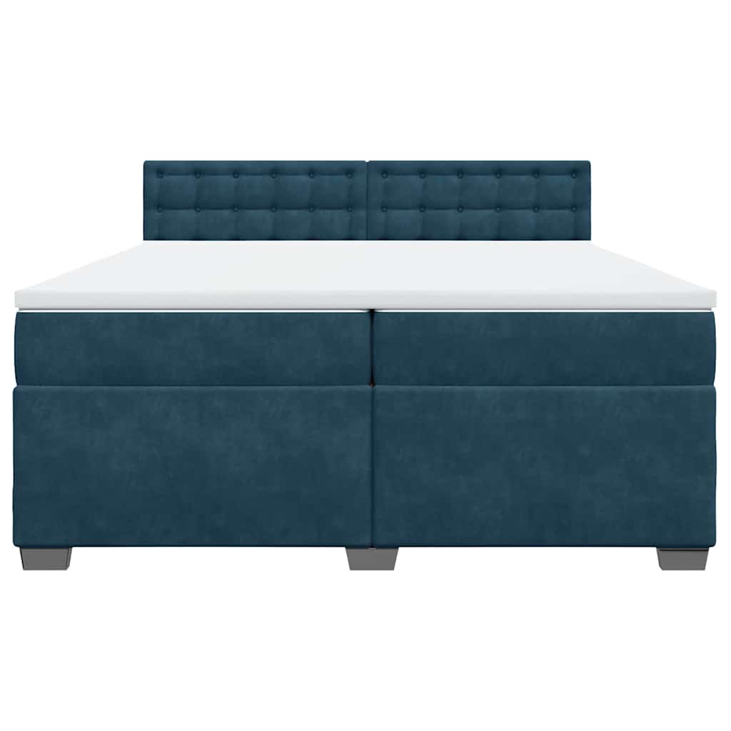Cama com molas/colchão 200x200 cm veludo azul