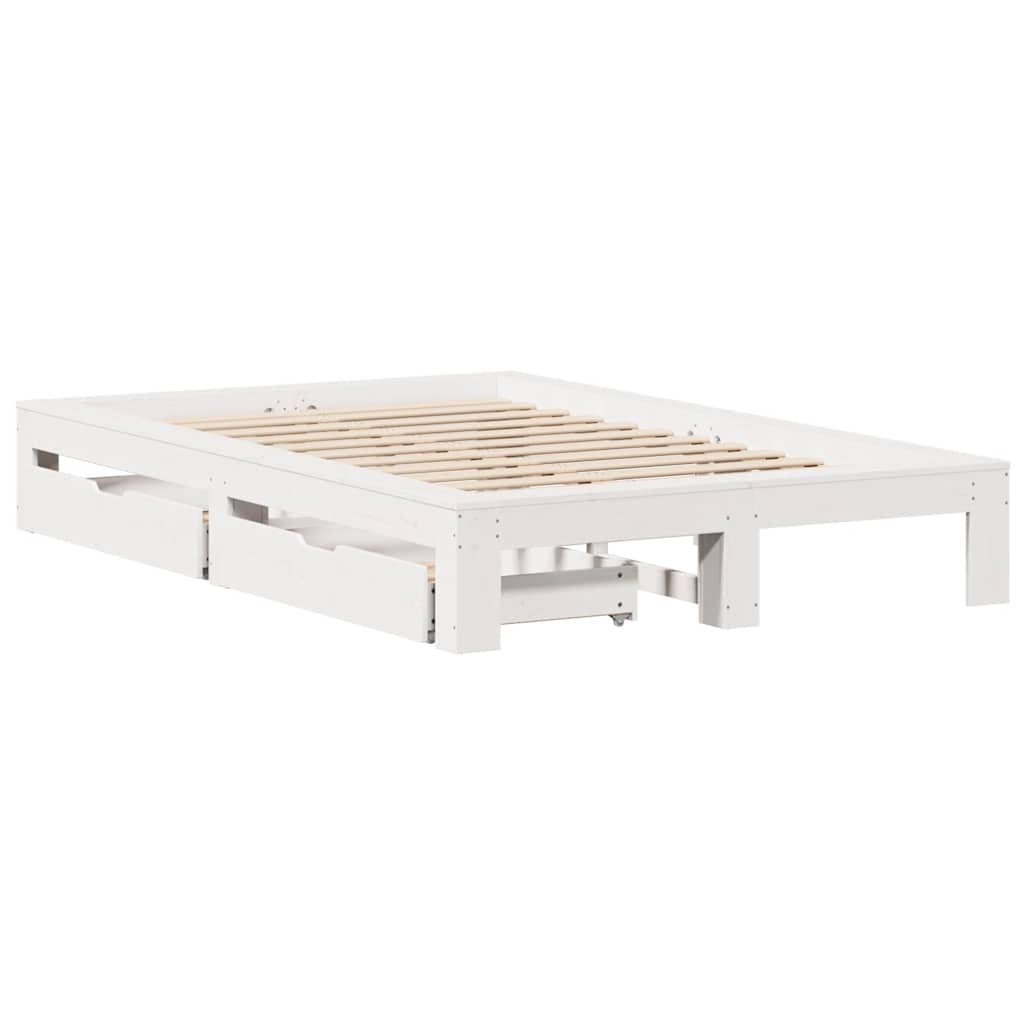 Cama sem colchão 135x190 cm madeira de pinho maciça branco
